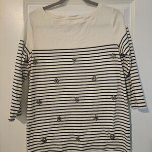 UGC Black and White Striped Sweater with Jewel Accents (Women's Size 1x)
